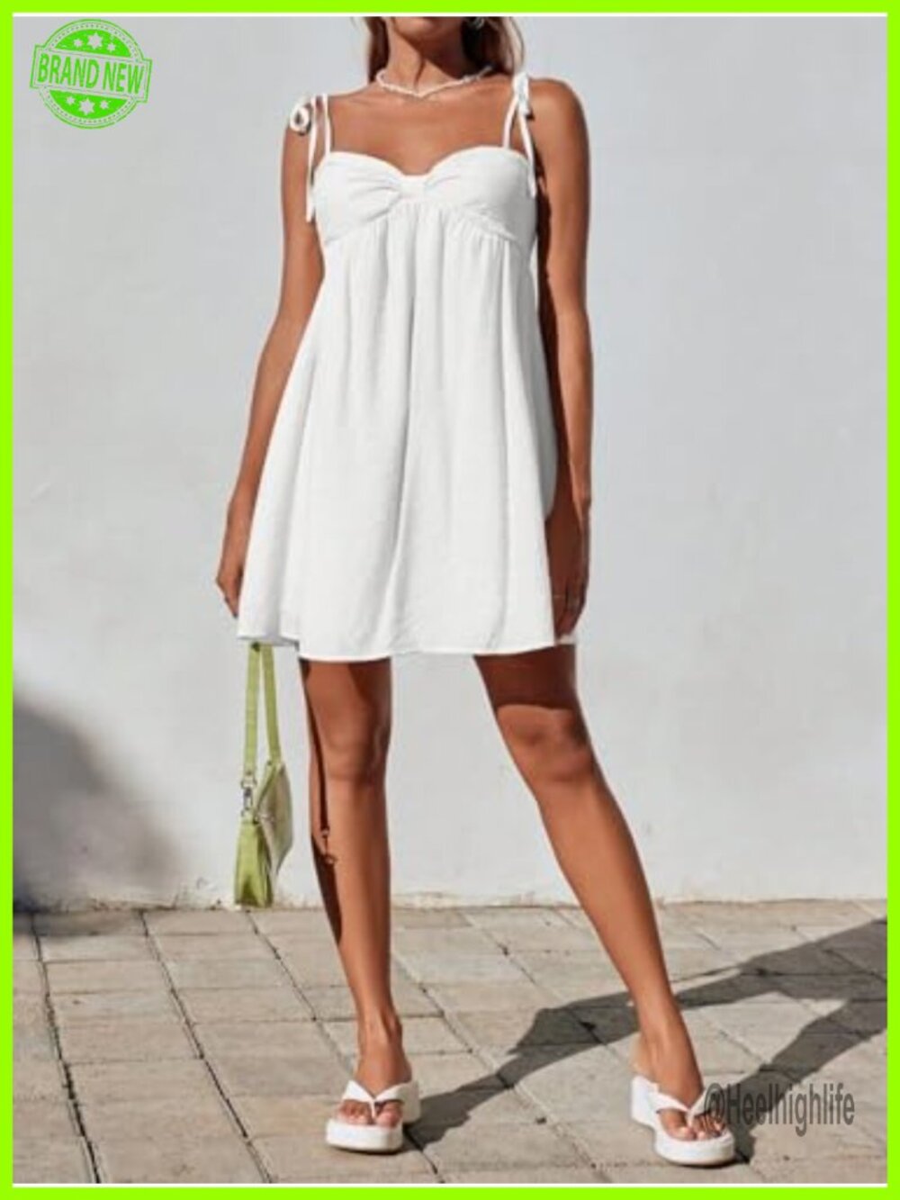 Flowy Mini Slip Dress Spaghetti Strap Casual Summer Dress - Picture 4 of 5